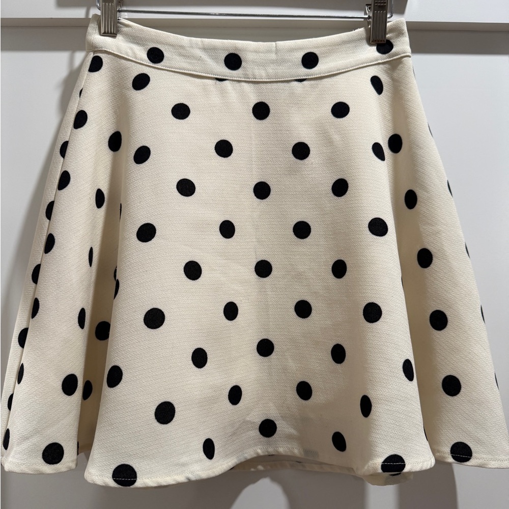 Forever 21 Black Polka Dot Button Front Skater Mini Skirt